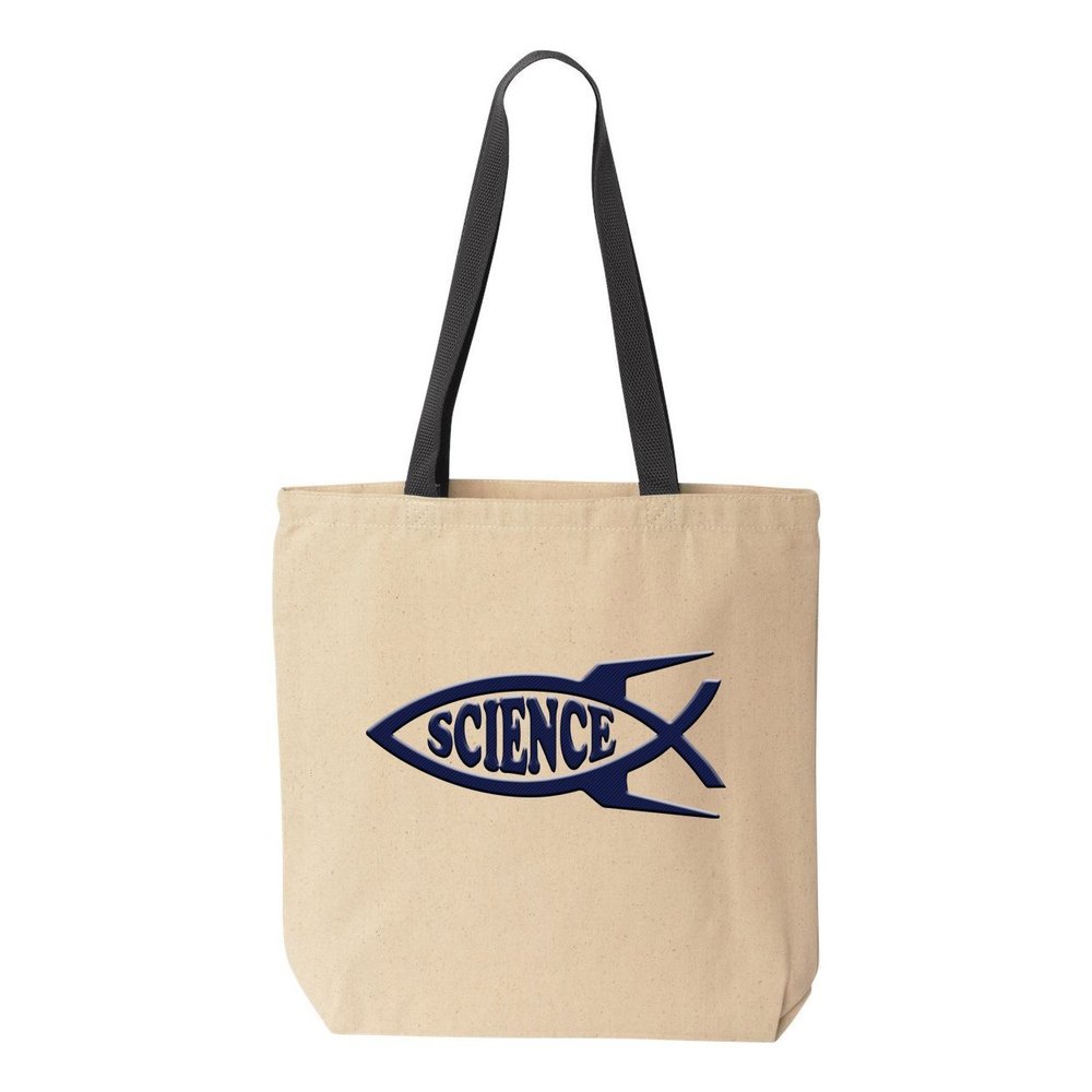 Rocket Science Fish Natural Canvas Tote - [Black Handle] :D